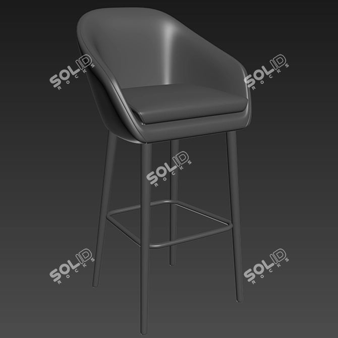 Elegant Aleria Upholstered Bar Stool 3D model image 2