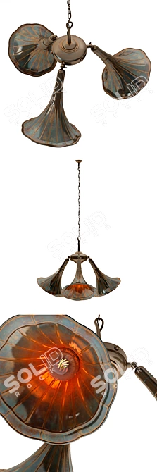 Industrial Gramophone Chandelier 3D model image 2