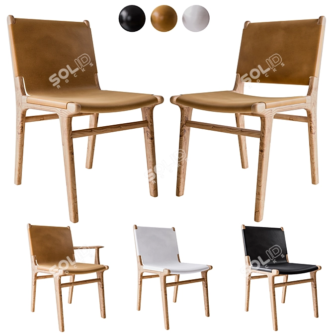  Stylish Leather Dining Chairs 3D model image 1