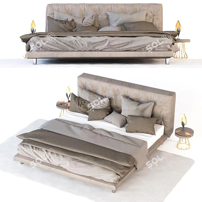 Elegant Flou Doze Bed 3D model image 5