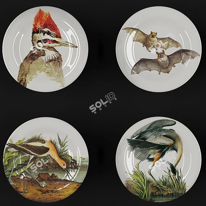 Antique-Inspired Decorative Plate 3D model image 2