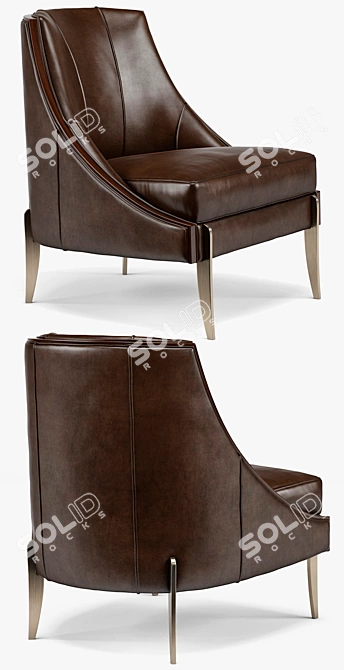 Title: Keene Modern Espresso Leather Armchair 3D model image 2