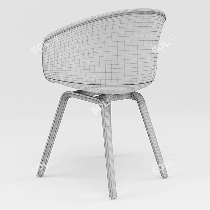 Stylish Black Oak AAC23 Chair 3D model image 3