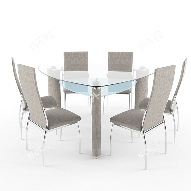 Cream Dico Dining Set 3D model image 1