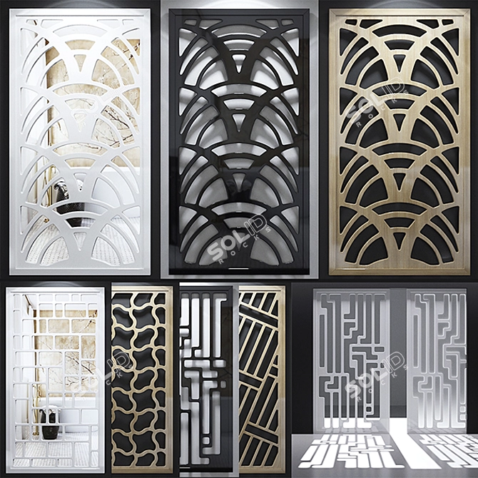 Geometric Decor Panels Set 3D model image 1