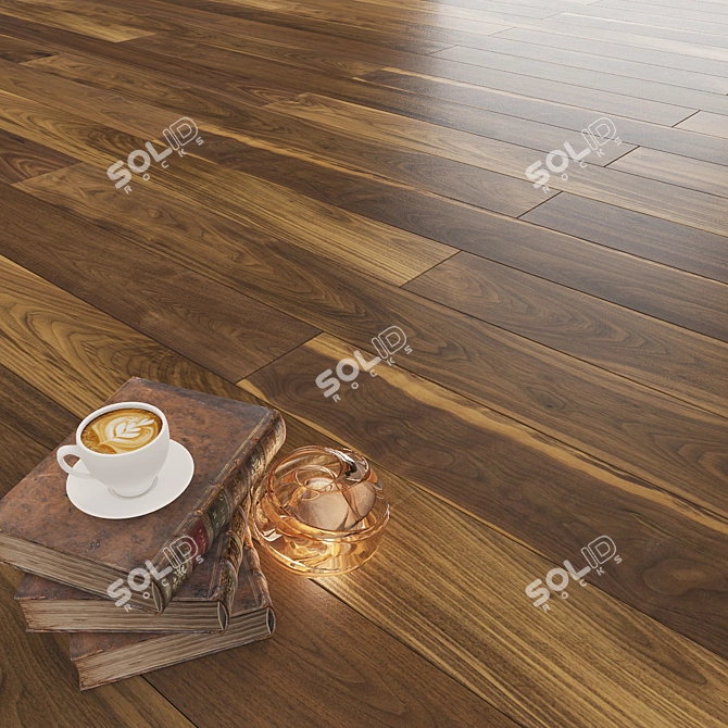 Walnut Polish Flooring: Elegant and Versatile 3D model image 1