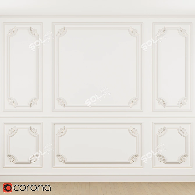 Elegant Gypsum Frame Kit 3D model image 1