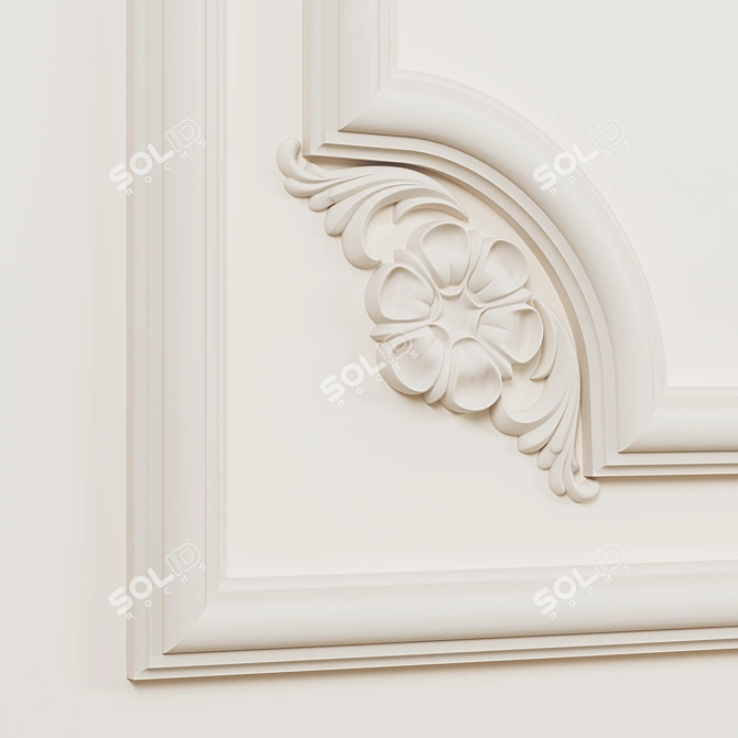 Elegant Gypsum Frame Kit 3D model image 3