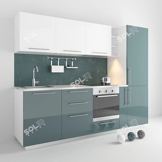 Modern IKEA METOD Kitchen Set - 3 Colors 3D model image 1