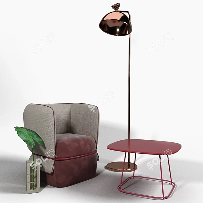 Modern Elegance Chemise Chair 3D model image 1