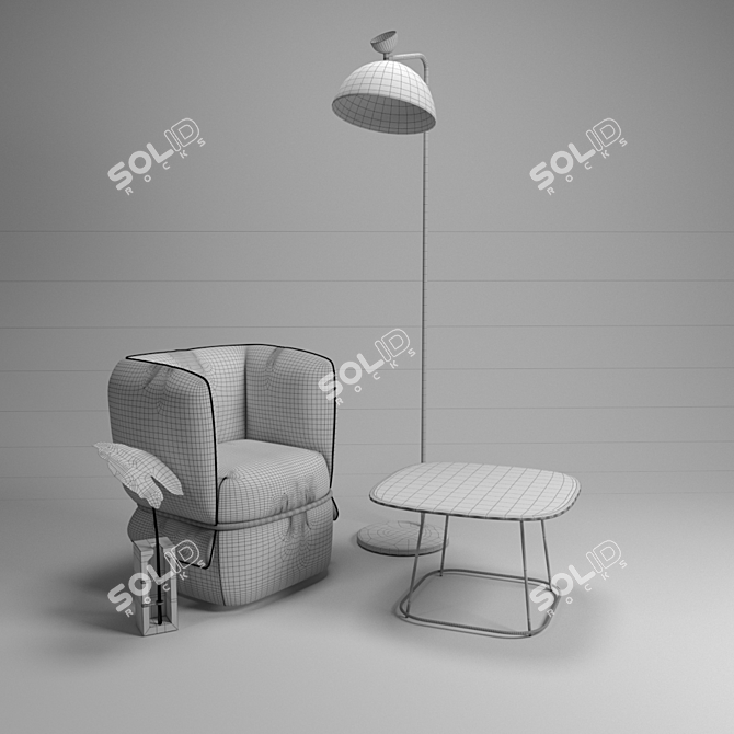 Modern Elegance Chemise Chair 3D model image 2