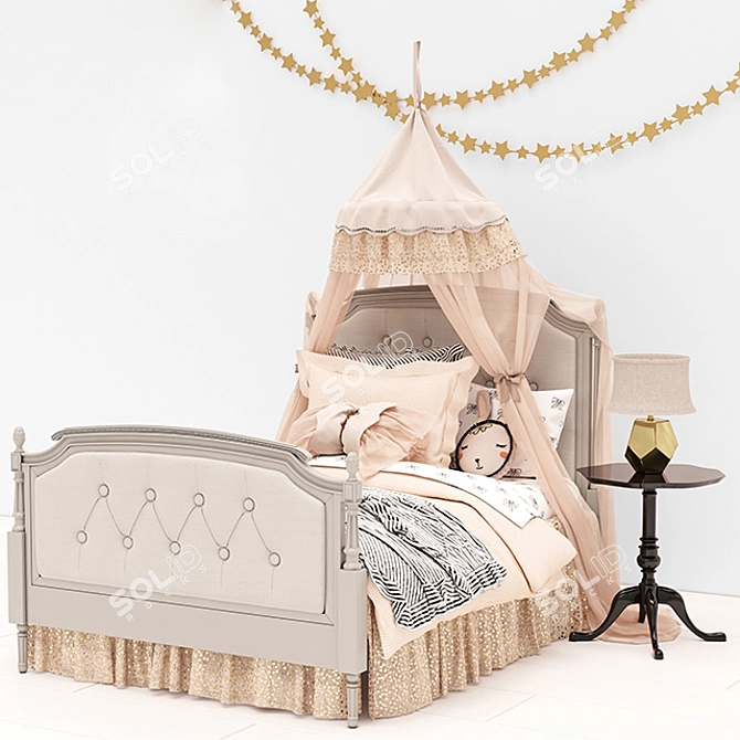 Title: Pottery Barn Kids Blythe Tufted Bed 3D model image 1