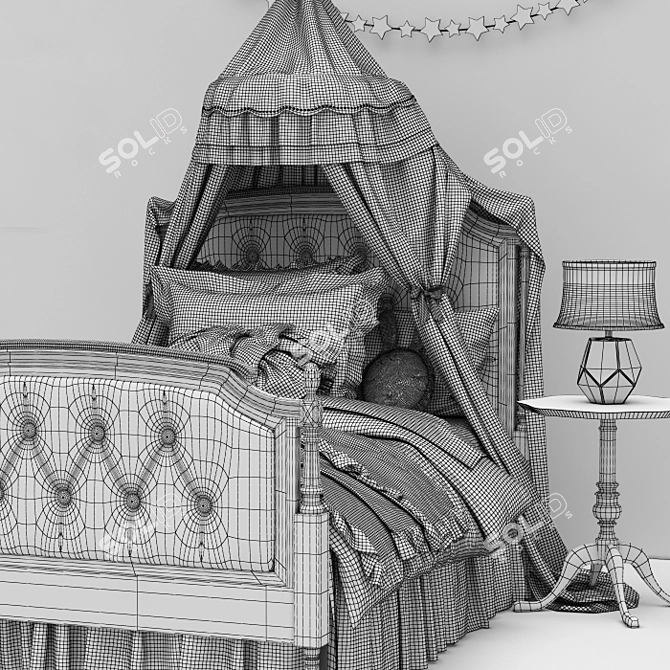 Title: Pottery Barn Kids Blythe Tufted Bed 3D model image 3