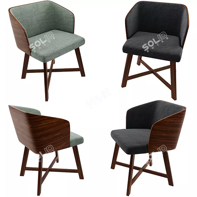 Stylish Mid-century Modrest Stella X Chair 3D model image 1