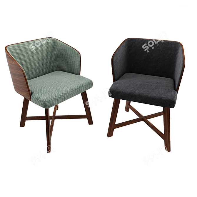 Stylish Mid-century Modrest Stella X Chair 3D model image 2