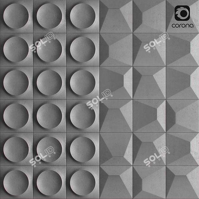 WOW MOON & NILO: Modern Tiles in Ice White & Graphite 3D model image 1