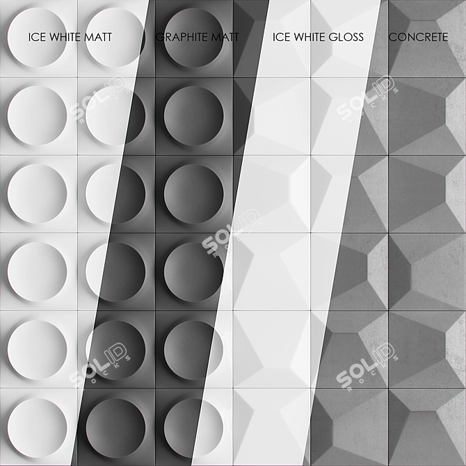 WOW MOON & NILO: Modern Tiles in Ice White & Graphite 3D model image 2