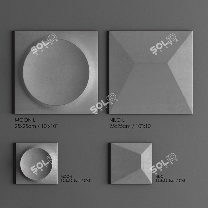 WOW MOON & NILO: Modern Tiles in Ice White & Graphite 3D model image 3