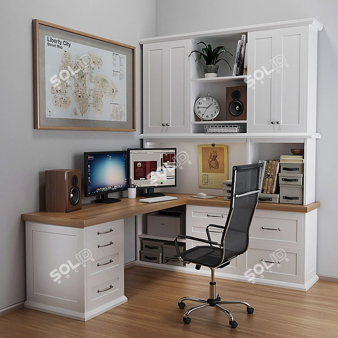 Title: White Desktop Set: Practical and Stylish 3D model image 1