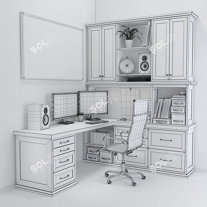 Title: White Desktop Set: Practical and Stylish 3D model image 3