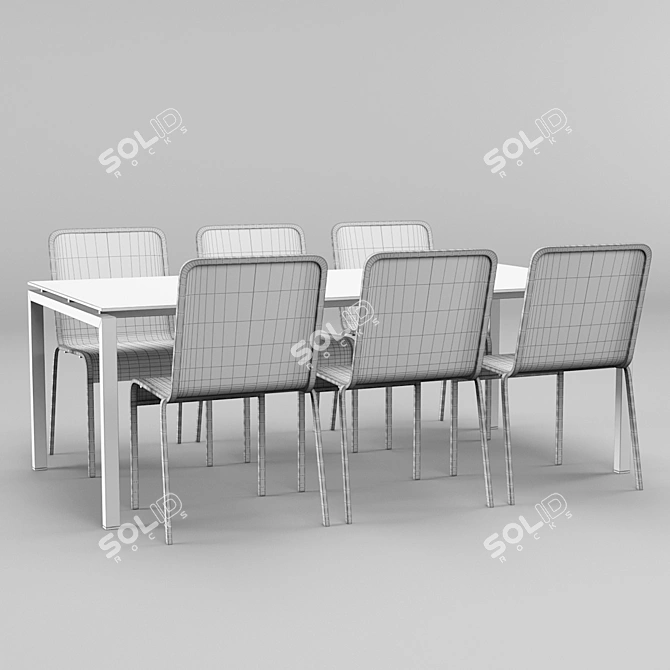 Elegant Outdoor Dining Set 3D model image 2