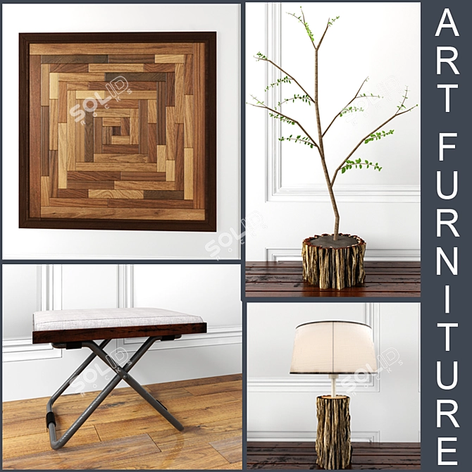 Artful Wood Collection: Frames, Furniture, and Decor 3D model image 3