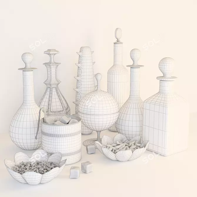 Elegant Decorative Set for V-Ray 3D model image 2
