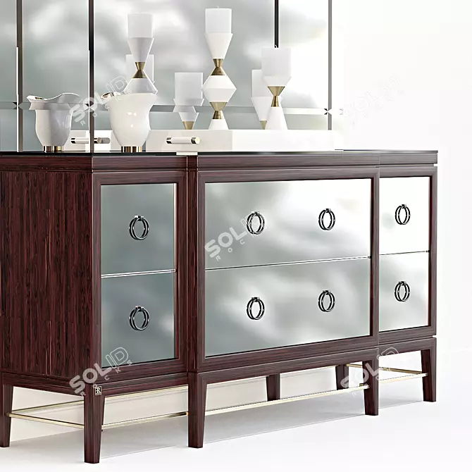 Modern Wooden Chest of Drawers 3D model image 2