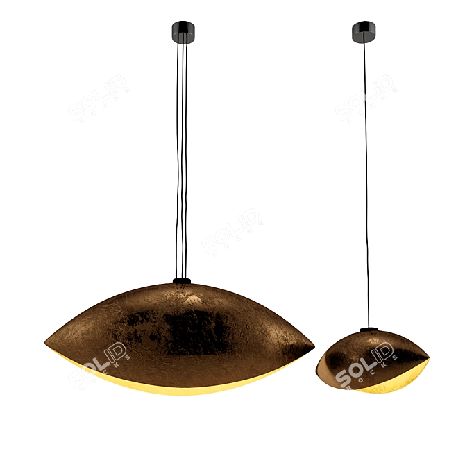 Cauri Gold Pendant Chandelier 3D model image 1