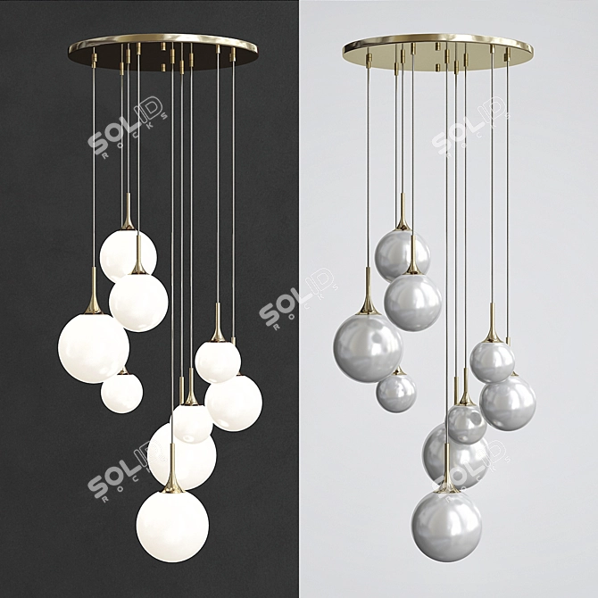 RH Whitley Chandelier: Classic Gold Pendant 3D model image 1