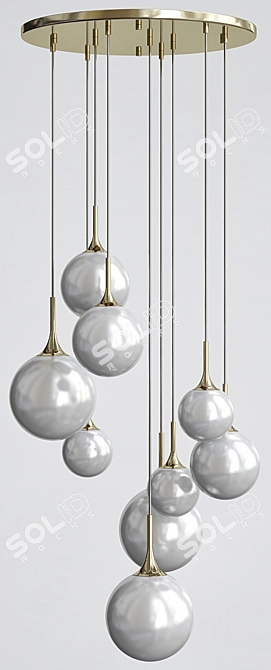 RH Whitley Chandelier: Classic Gold Pendant 3D model image 2