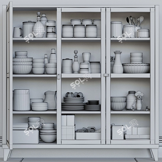 All-in-One Kitchen Essentials: Wardrobe with Dishes 3D model image 2