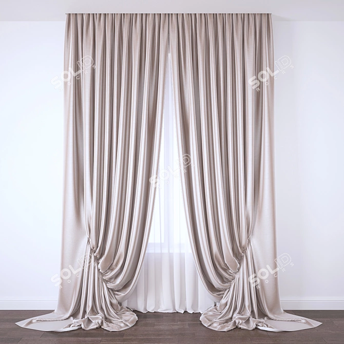 Elegant Lace Curtain 3D model image 1