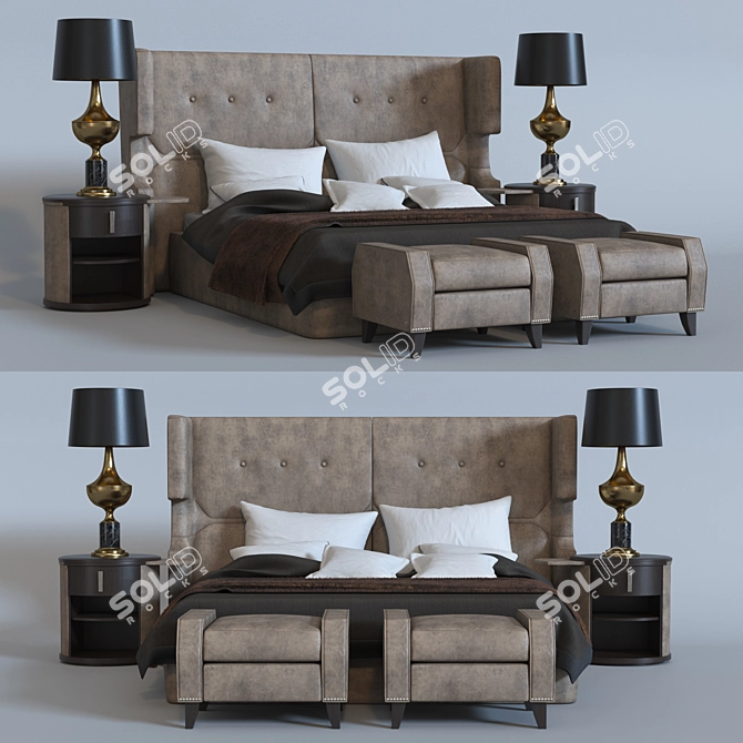 Italian Luxury: SMANIA WILLIAM Bed and Furniture Set 3D model image 1