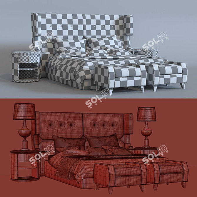 Italian Luxury: SMANIA WILLIAM Bed and Furniture Set 3D model image 3