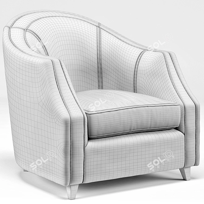 Camel Velvet Round Seamed Armchair 3D model image 3