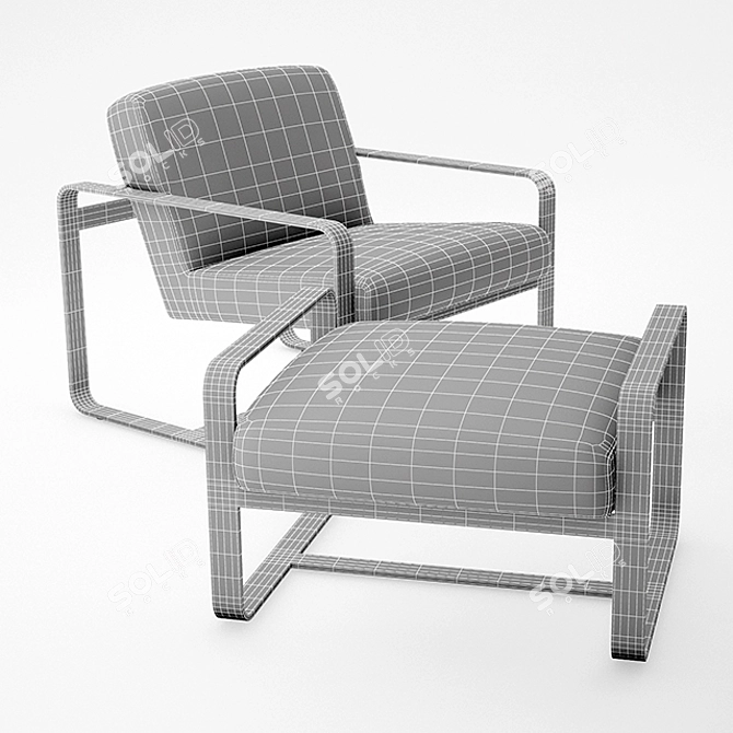 Miles Leather Accent Chair 3D model image 3