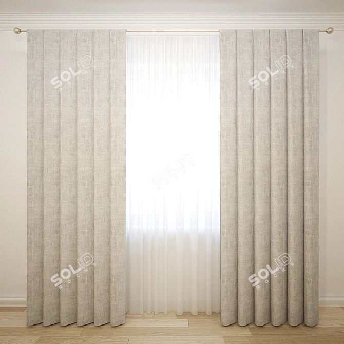 Elegant Lace Curtains 3D model image 1