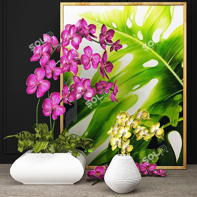 Tropical Jungle Orchid Art 3D model image 1