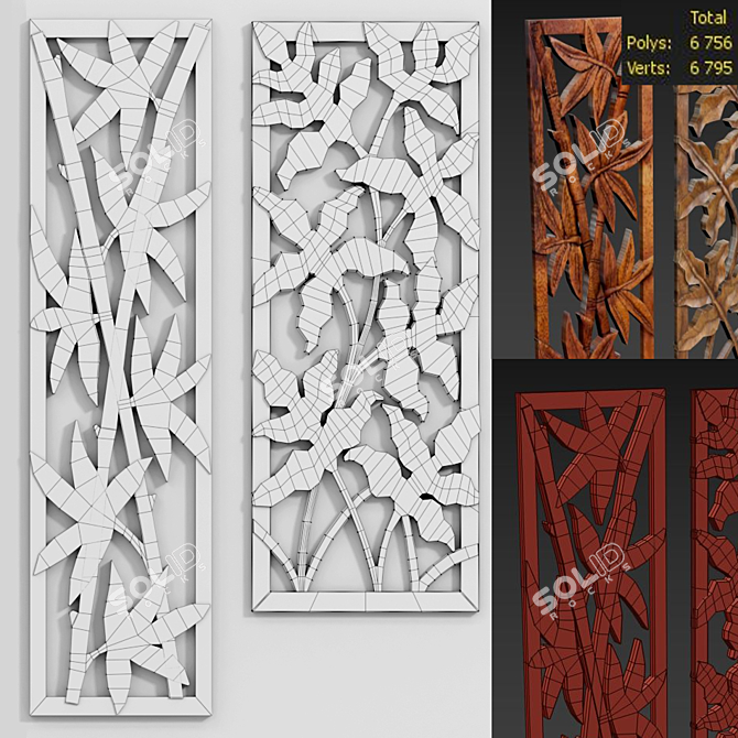 Bamboo Forest Wood Decor Panel 3D model image 2