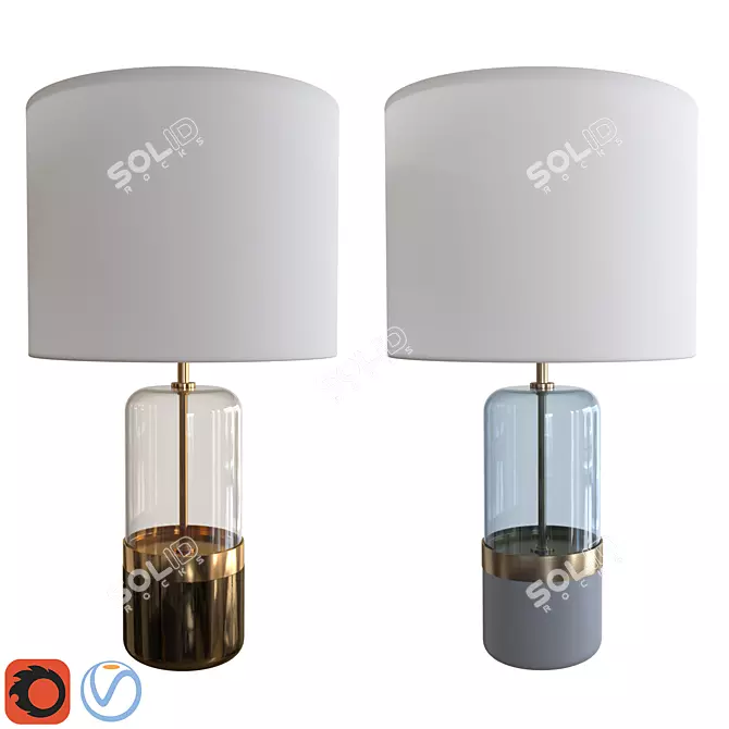 Gleaming glass & metallic mix: Large Table Lamp 3D model image 1