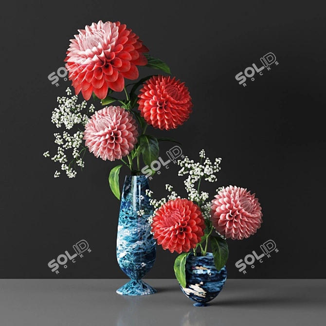 Vibrant Dahlia 3D Model Kit 3D model image 1