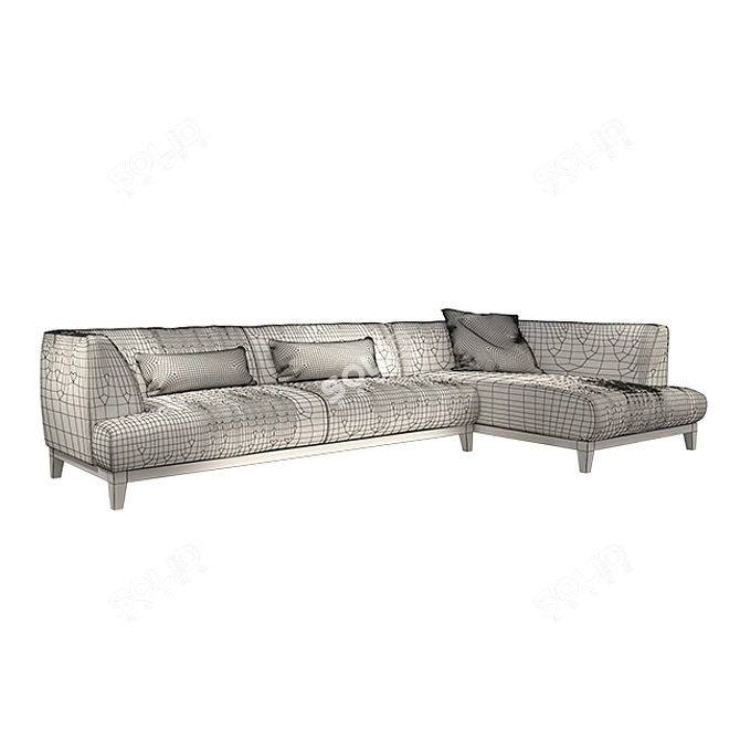 Elegant Italian Leather Sofa 3D model image 2