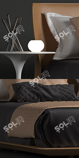 Elegant Alys Bed & Accessories 3D model image 2