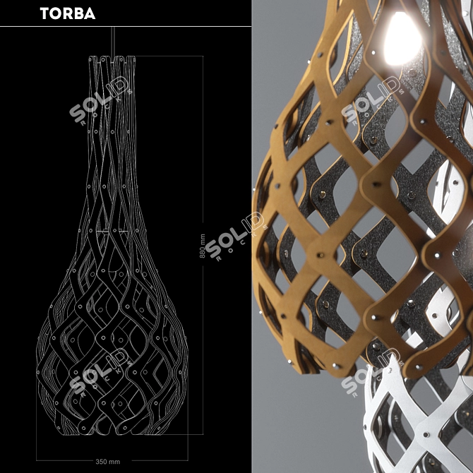 Modern Hanging Pendant TORBA | Custom Colors & Sizes | Made in Belarus 3D model image 3