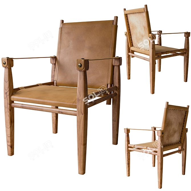 Timeless Leather Safari Chair 3D model image 1