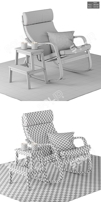 IKEA Set: Rocking Chair, Step Stool, Rug, Scented Candles 3D model image 3