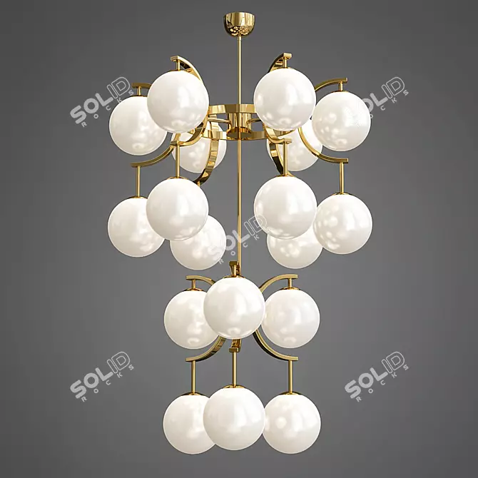 Sleek Mid-Century Murano Glass Chandelier 3D model image 1