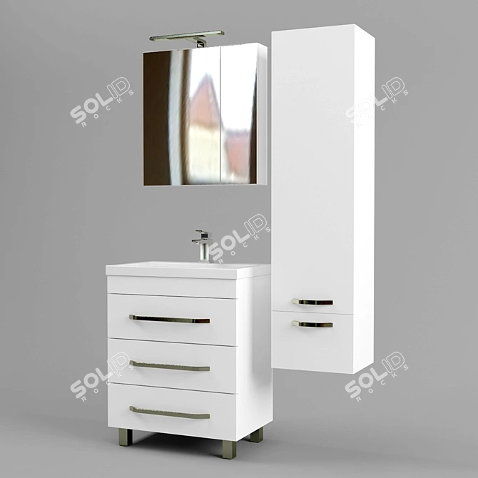 Elegant Bathroom Furniture Set 3D model image 1