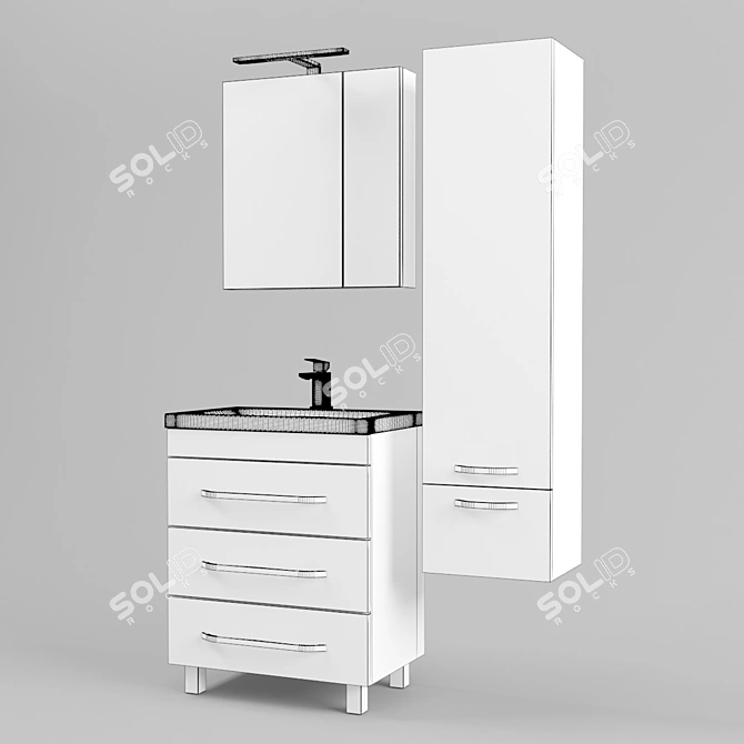 Elegant Bathroom Furniture Set 3D model image 2